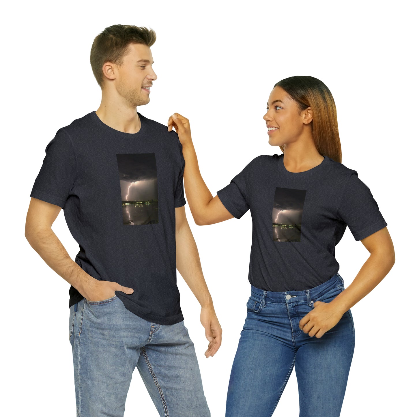 Unisex Lightning Bolt T-Shirt Rough Photo Print Caught Outisde