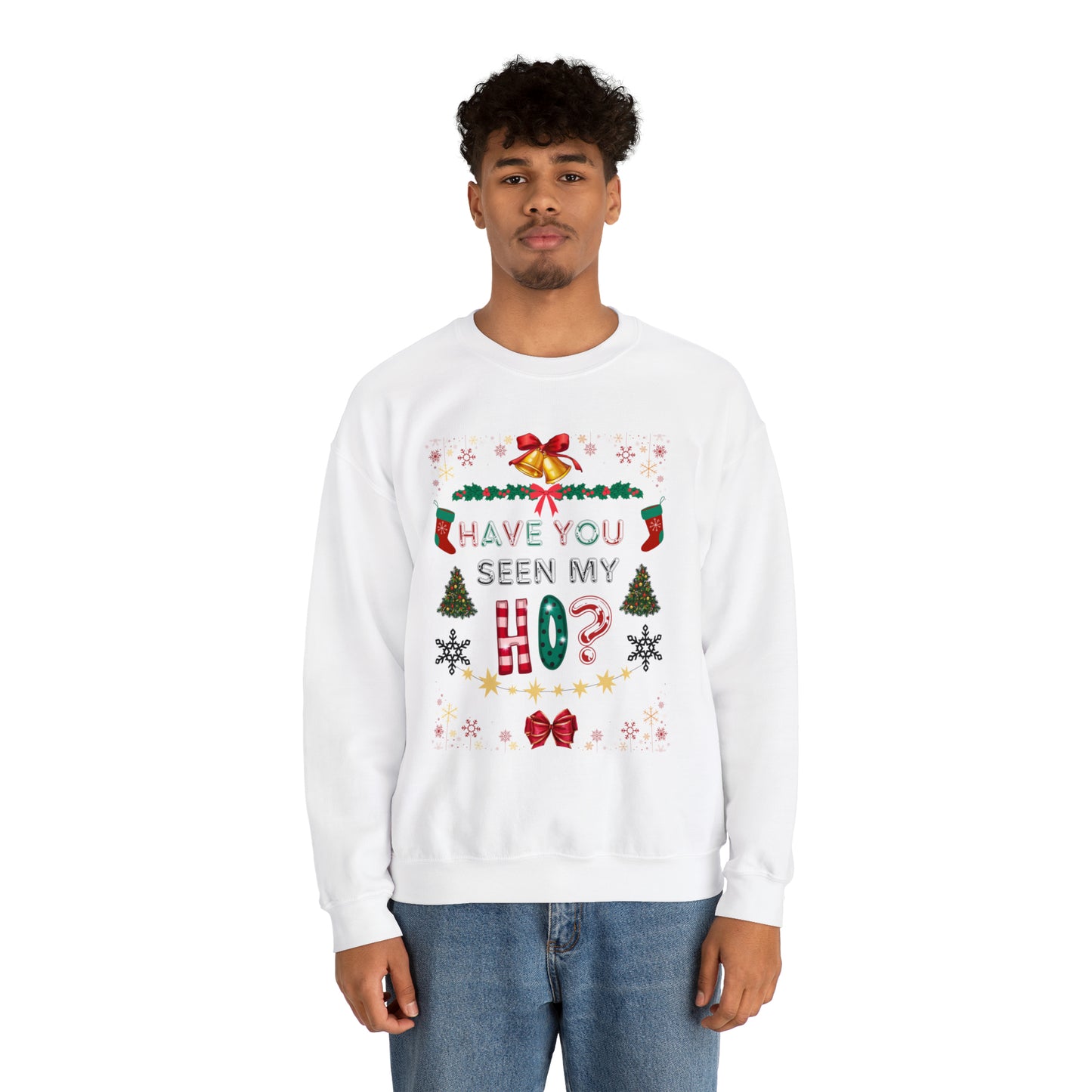 Unisex Funny Couples Matching Ugly Christmas Sweatshirt - Have You Seen My Ho?