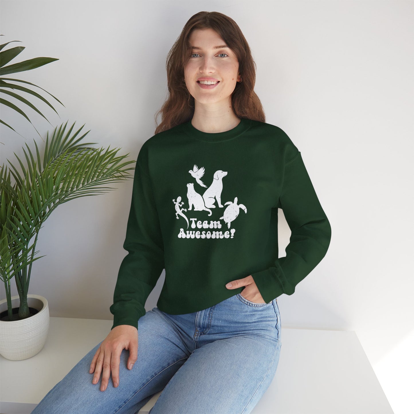 Unisex Animal Lover Lizard Cat Bird Dog Turtle Team Awesome Sweatshirt