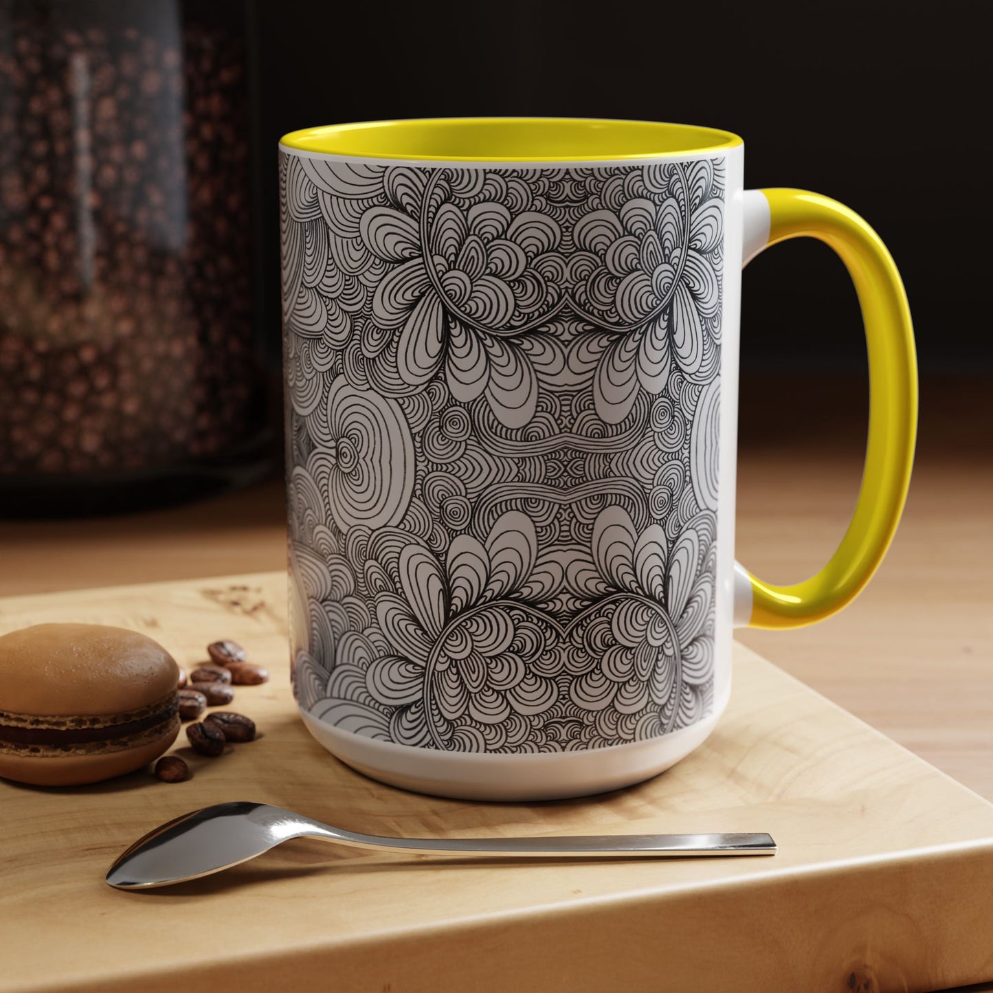 11oz/15oz Original Line Art Coffee Mug - Apricots Noir Mirage