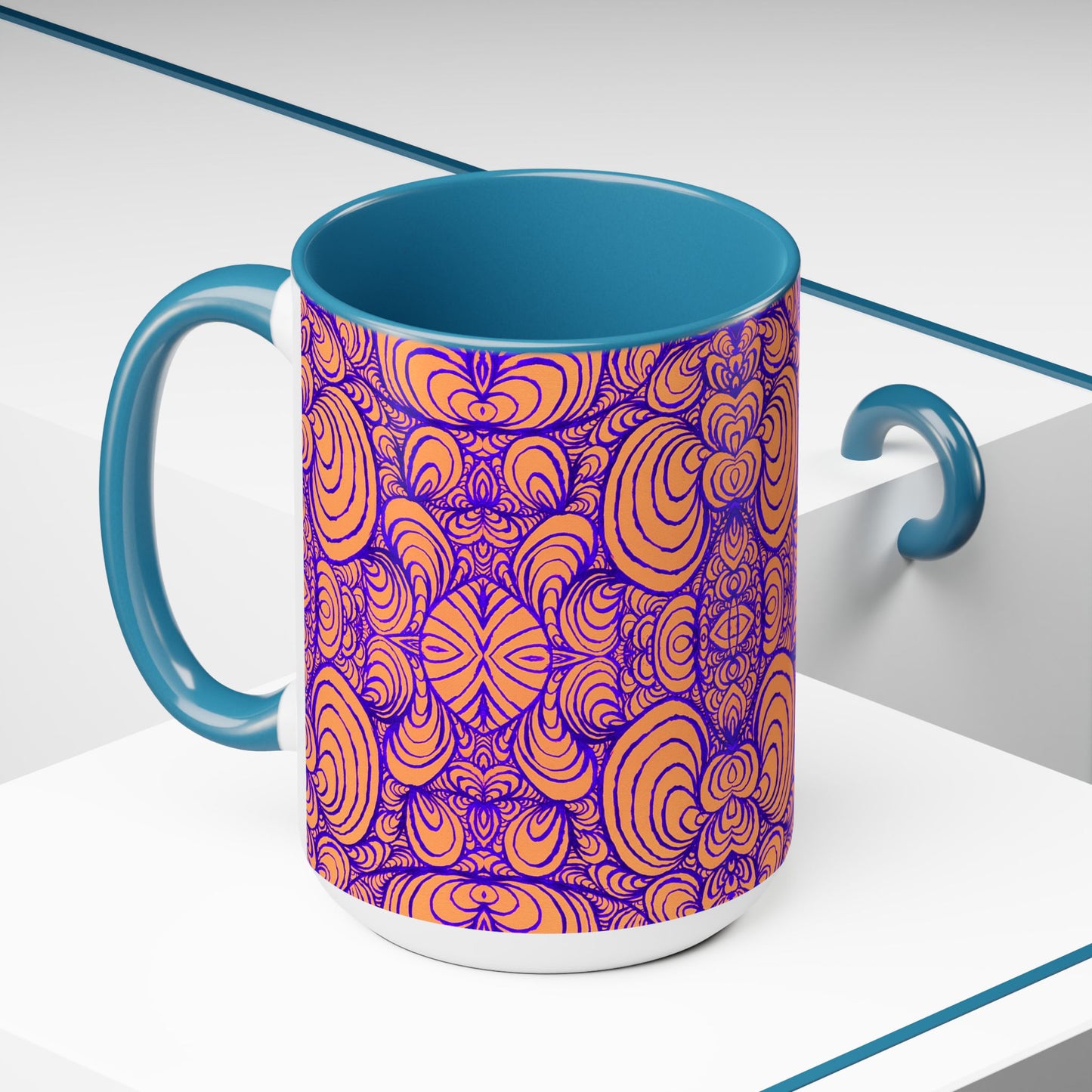 15oz Original Line Art Coffee Mug - Puzzle Panels 2 Color Pop Run