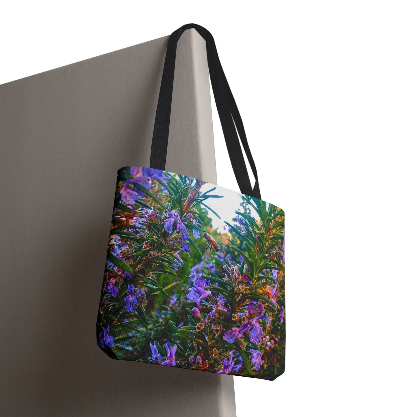 Garden Themed Bee and Rosemary Tote Bag