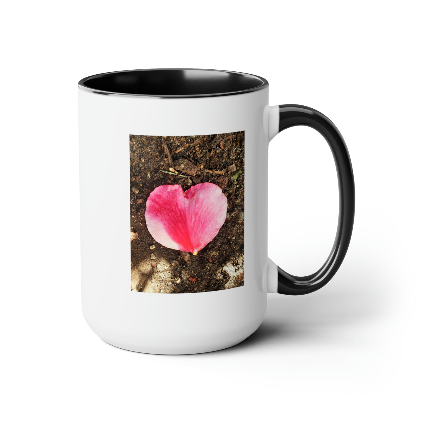 15oz Garden Themed Double Delight Heart Shaped Rose Petal Coffee Mug