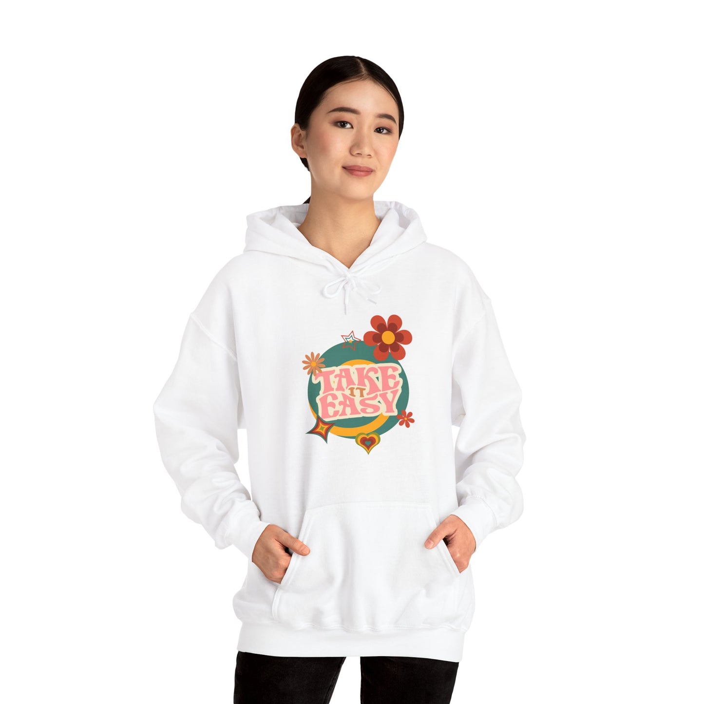 Unisex Heavy Blend™ Retro Vibes Take It Easy Hooded Sweatshirt