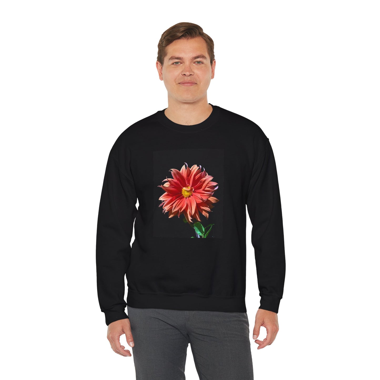 Unisex Heavy Blend™ Crewneck Dahlia Flower Sweatshirt