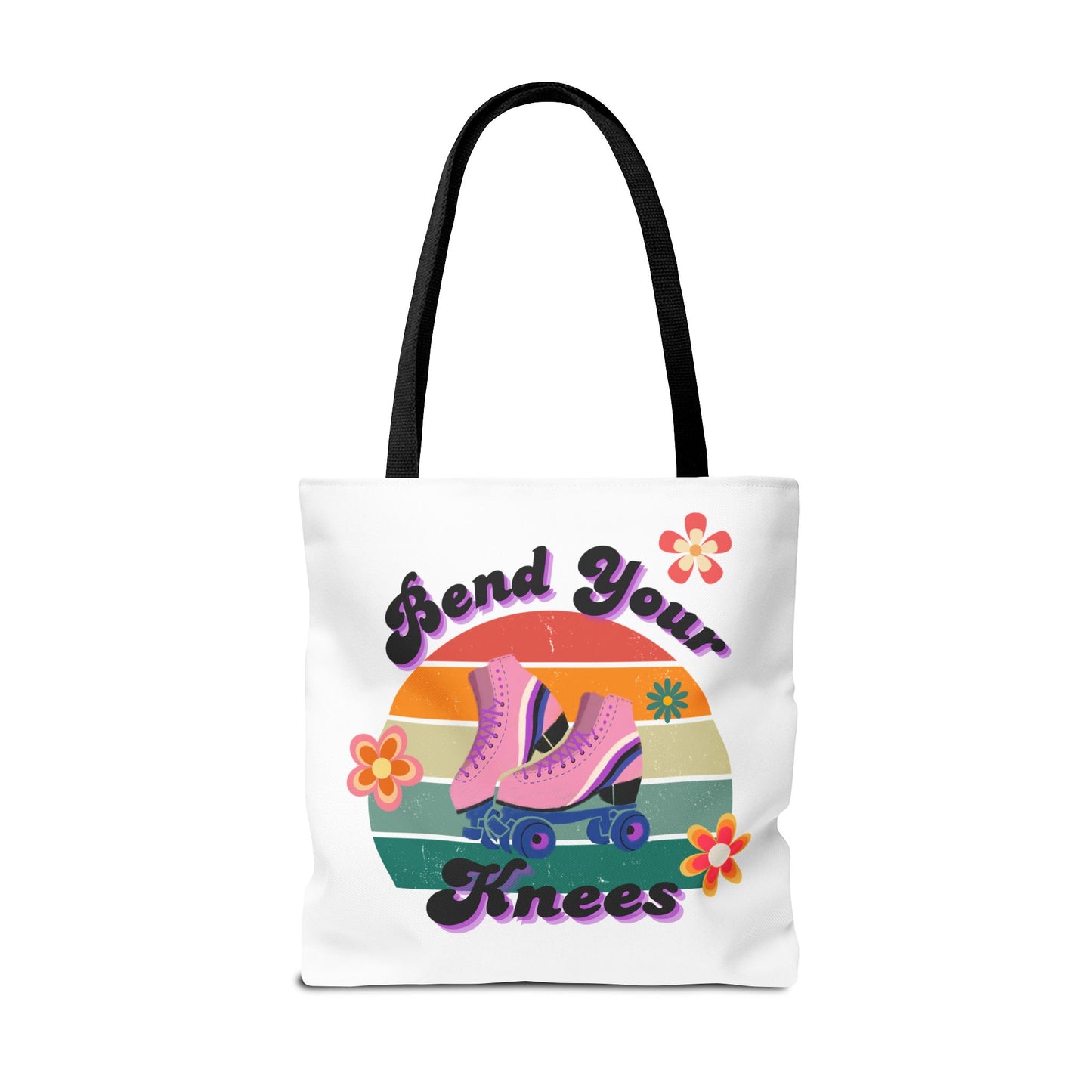 Unisex Retro Vibes Bend Your Knees Skate Day Tote Bag - White