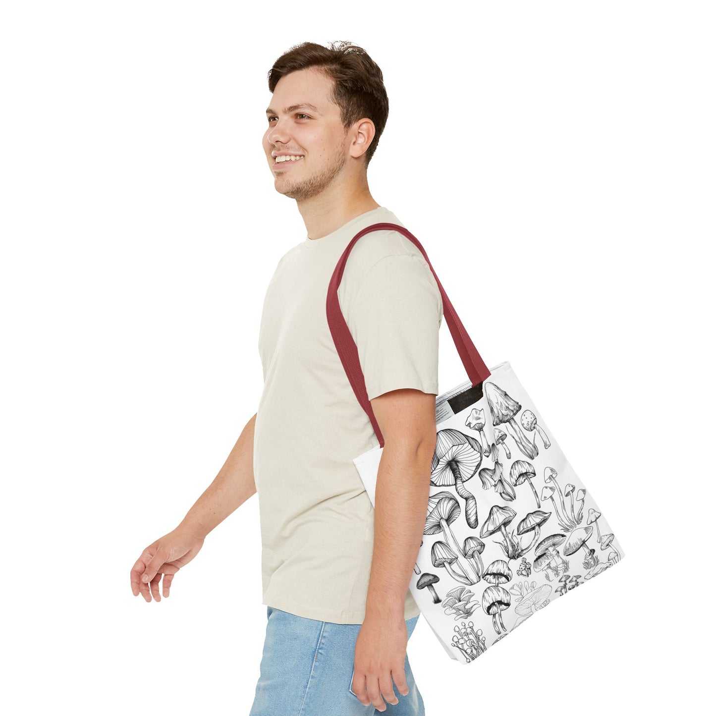 Unisex Mushroom Lover Fungi Print Toadstool Mycology Tote Bag