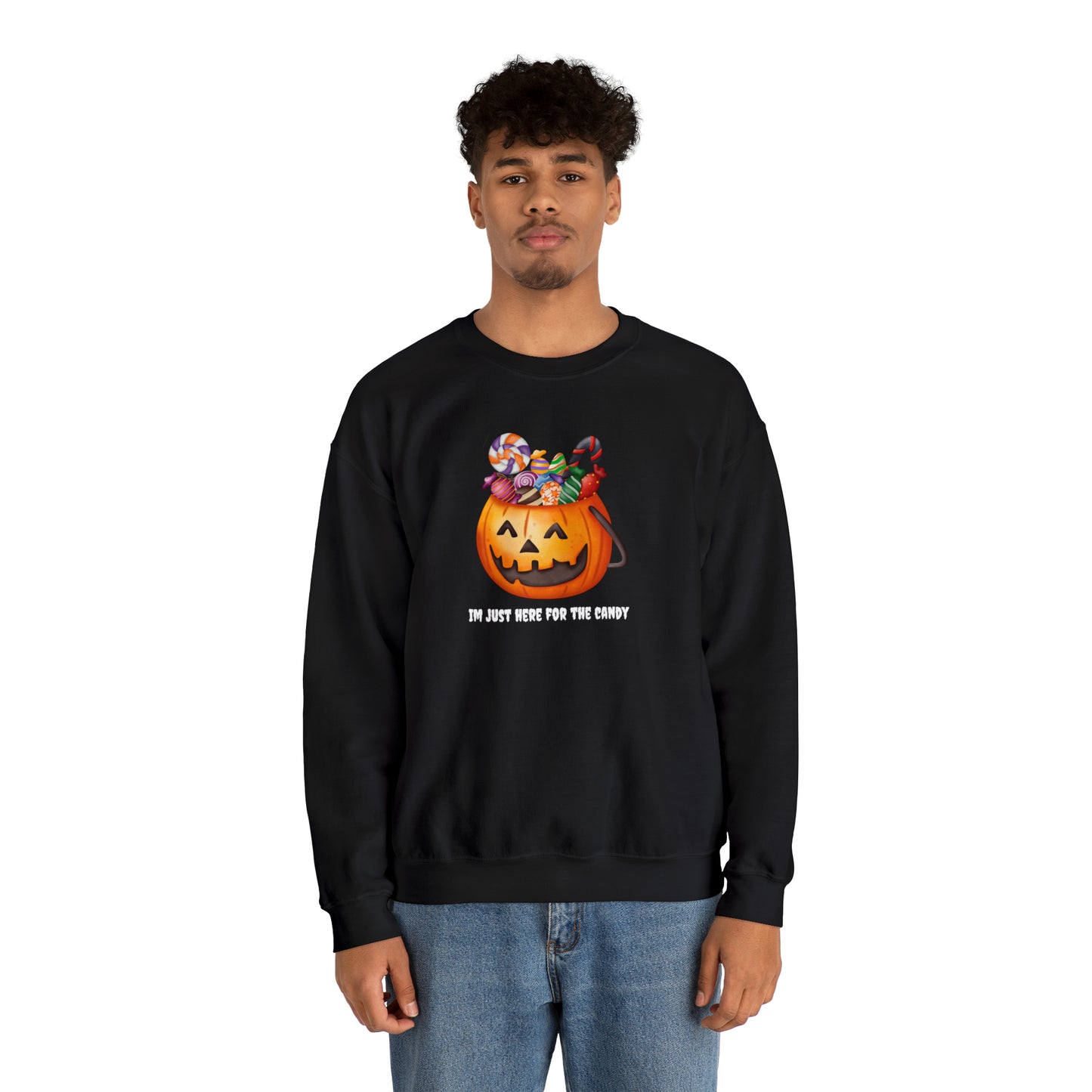 Unisex Im Just Here For The Candy Pumpkin Sweatshirt