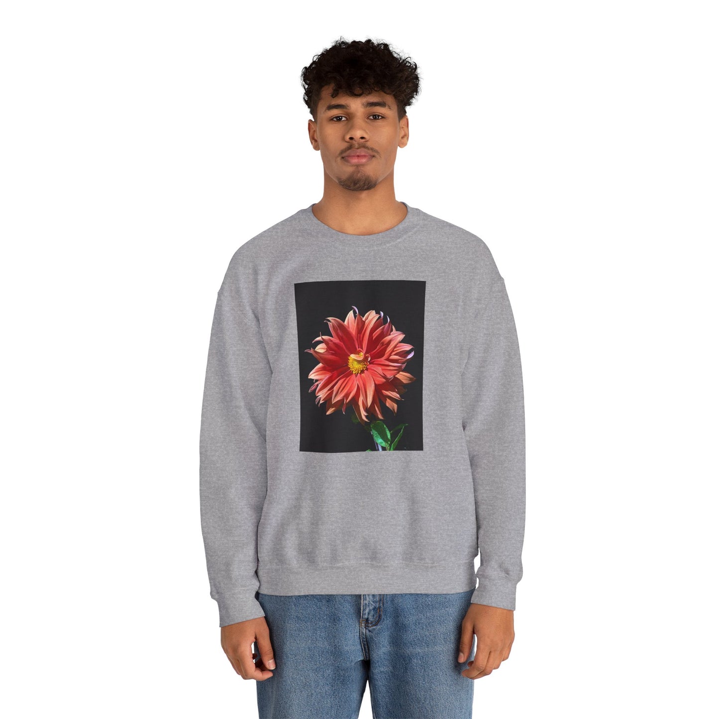 Unisex Heavy Blend™ Crewneck Dahlia Flower Sweatshirt