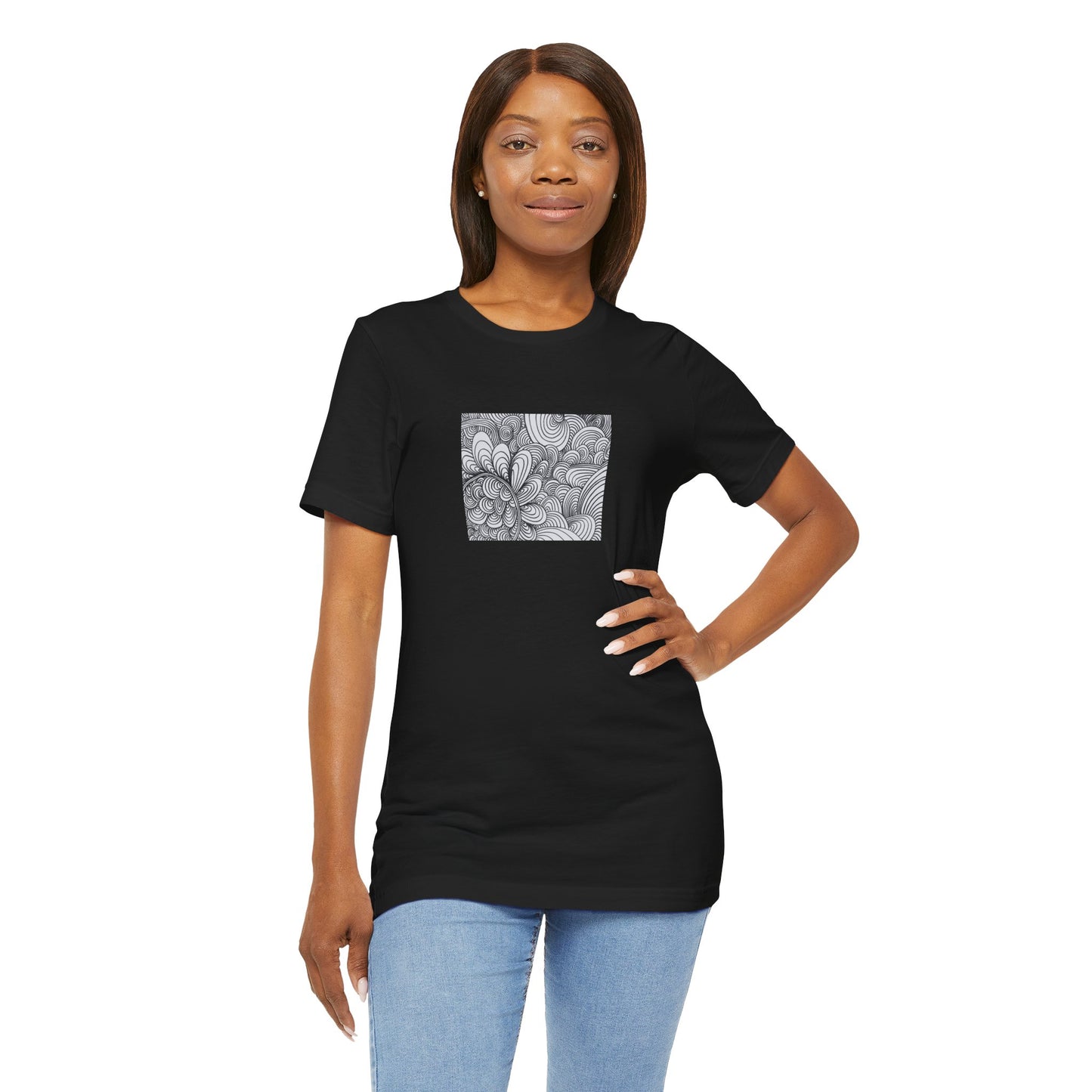Unisex Original Healing Mesmerizing Line Art T-Shirt - Apricots Noir