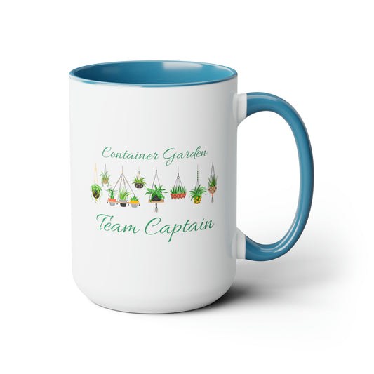 15oz two tone coffee mug - Garden themed - container garden team captain