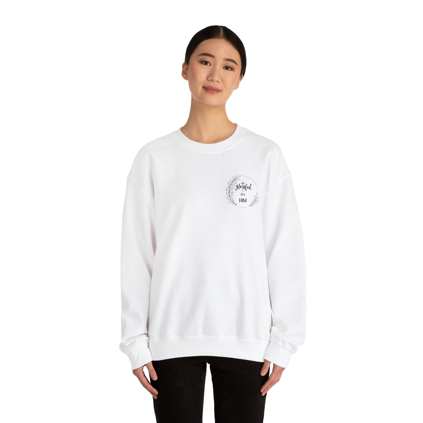 Unisex GraTeful for HIM Sweatshirt with Breast Pocket and Back Design