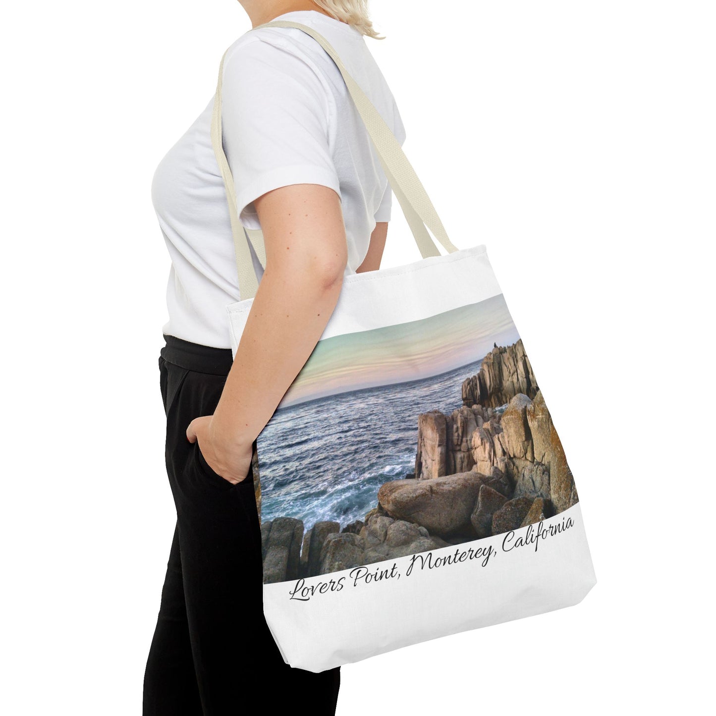 Unisex Travel Tote Bag Monterey California Scenic View Lovers Point Bay Area Keepsake Tote Bag Ocean View Nature Inspired Travel Gift Idea