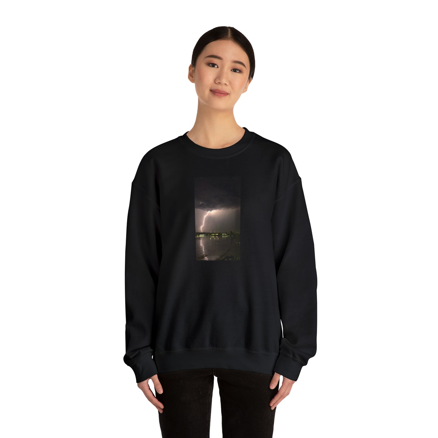 Unisex Lightning Bolt Sweatshirt Print, Caught Outside in The Rain