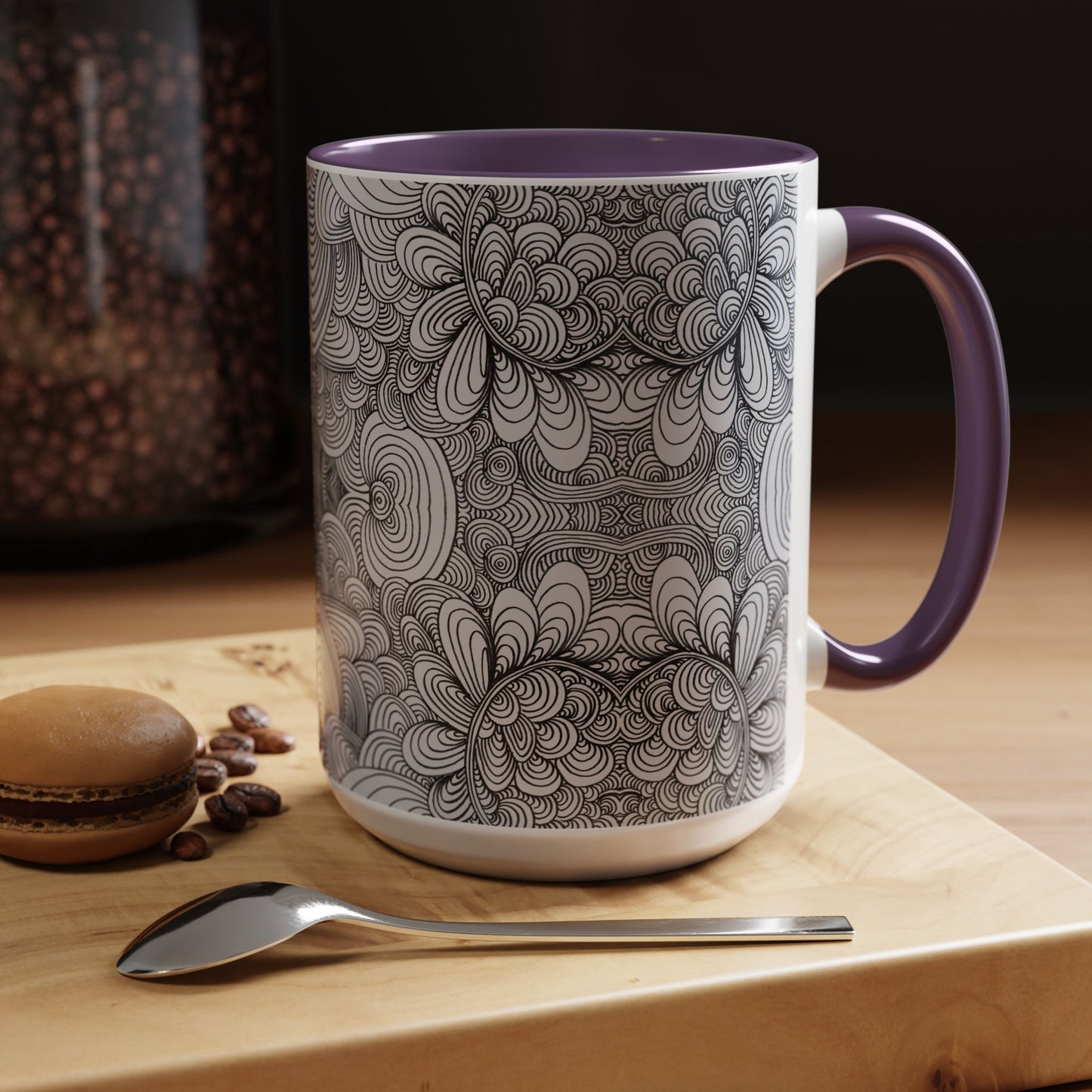 11oz/15oz Original Line Art Coffee Mug - Apricots Noir Mirage