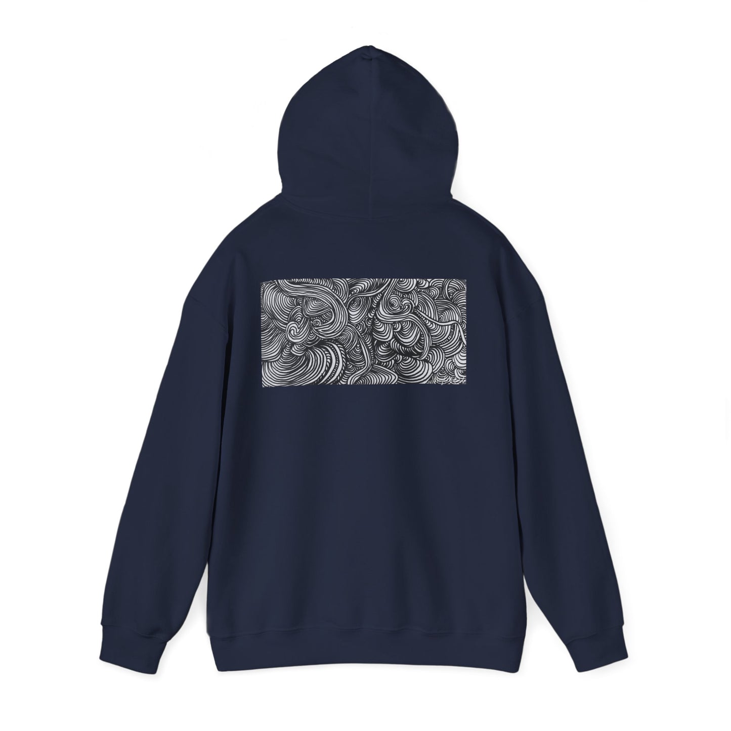 Unisex Heavy Blend™ Original Minimalist Line Art Midsize Print Hooded Sweatshirt - Liquid