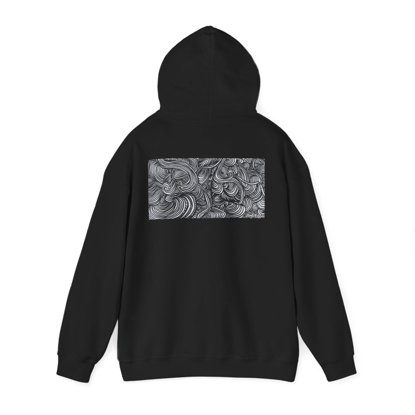 Unisex Heavy Blend™ Original Minimalist Line Art Midsize Print Hooded Sweatshirt - Liquid