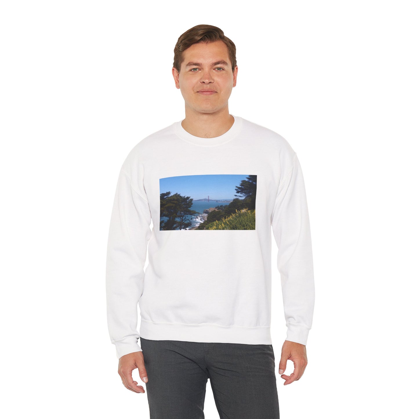 Unisex Travel Sweater, Scenic Lookout, El Camino Del Mar, San Francisco, California, Golden Gate Bridge, Vista, Ocean Views, Beautiful Blue
