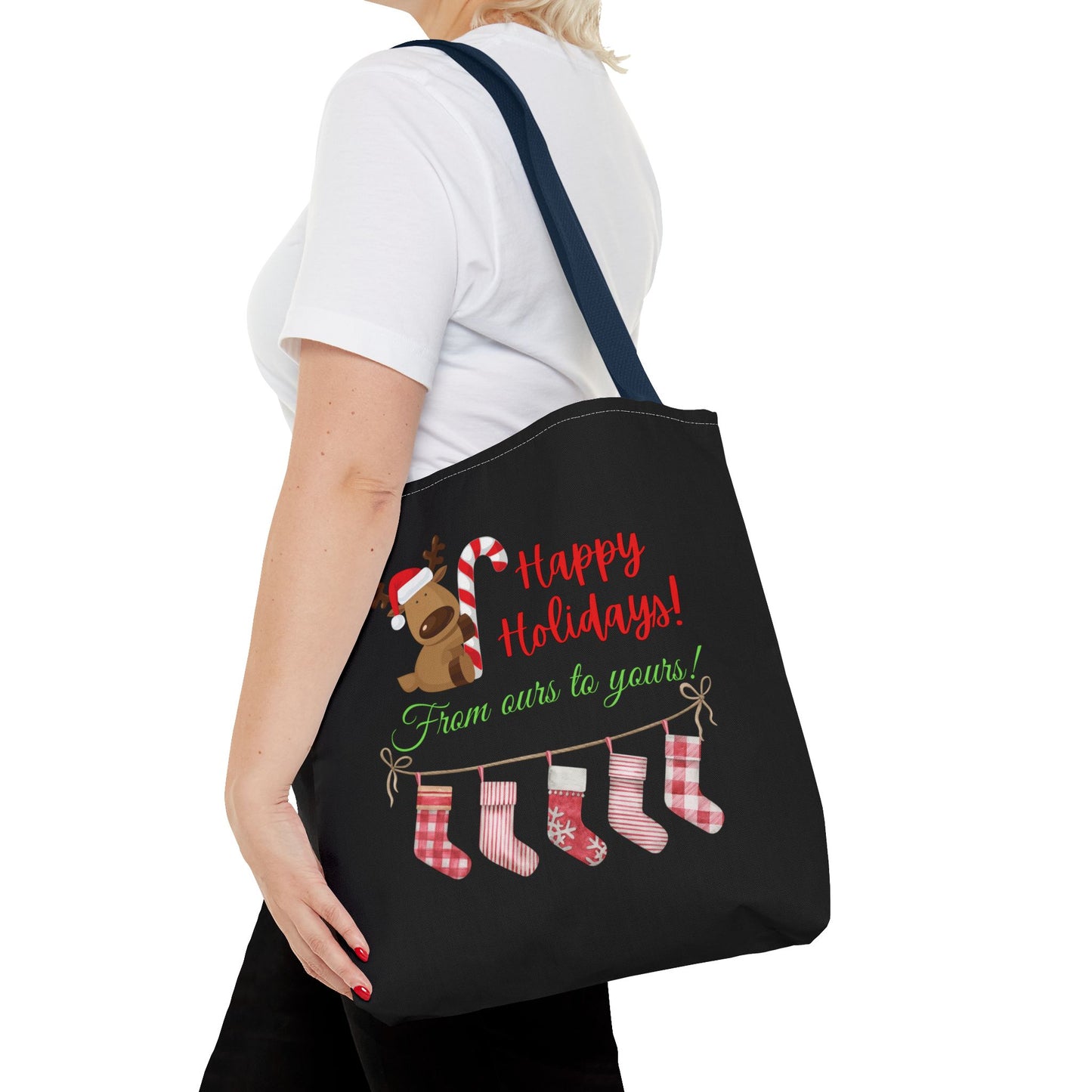 Unisex Happy Holidays From Ours To Yours Christmas Stockings and Dog Tote Bag