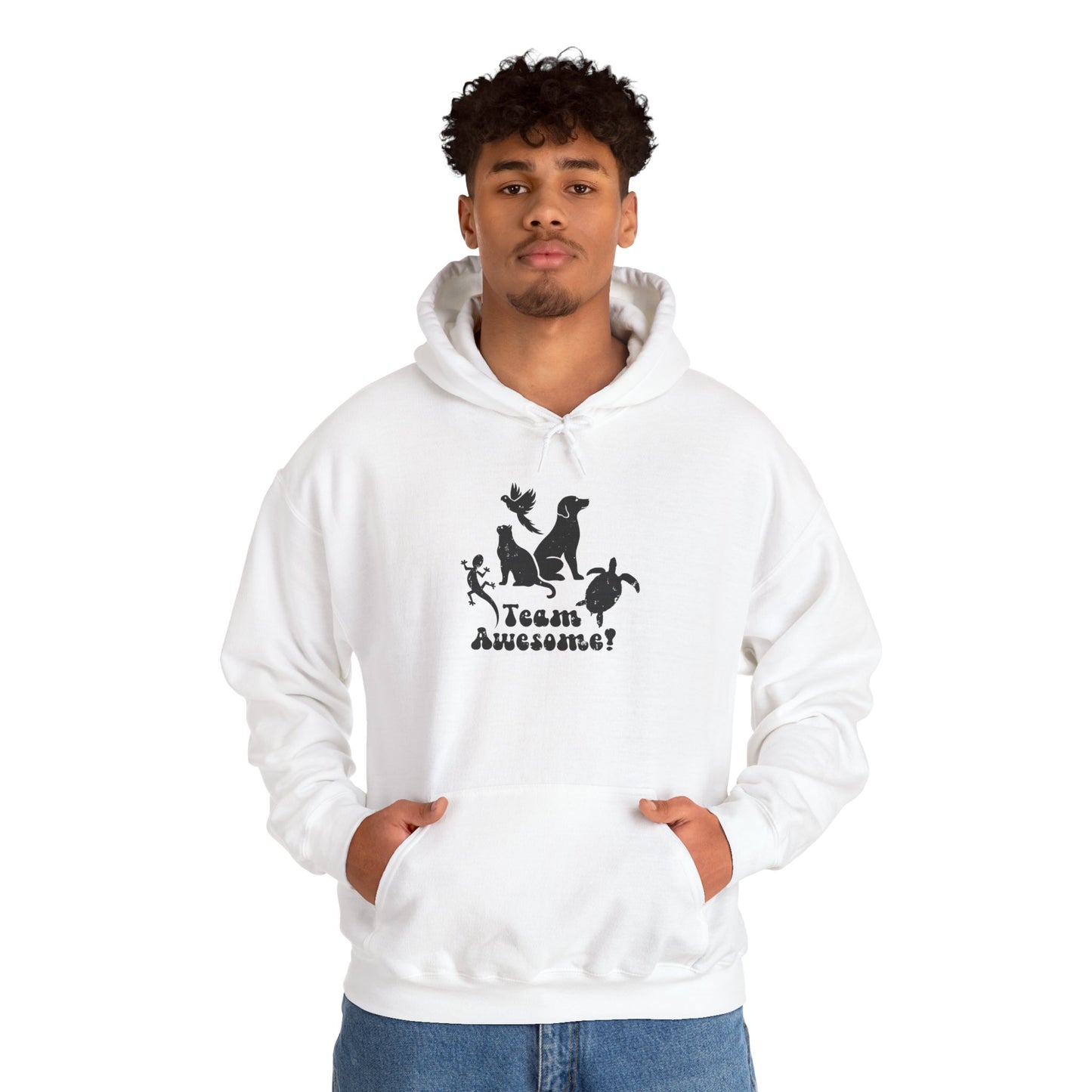 Unisex Animal Lover Lizard Cat Bird Dog Turtle Team Awesome Hooded Sweatshirt