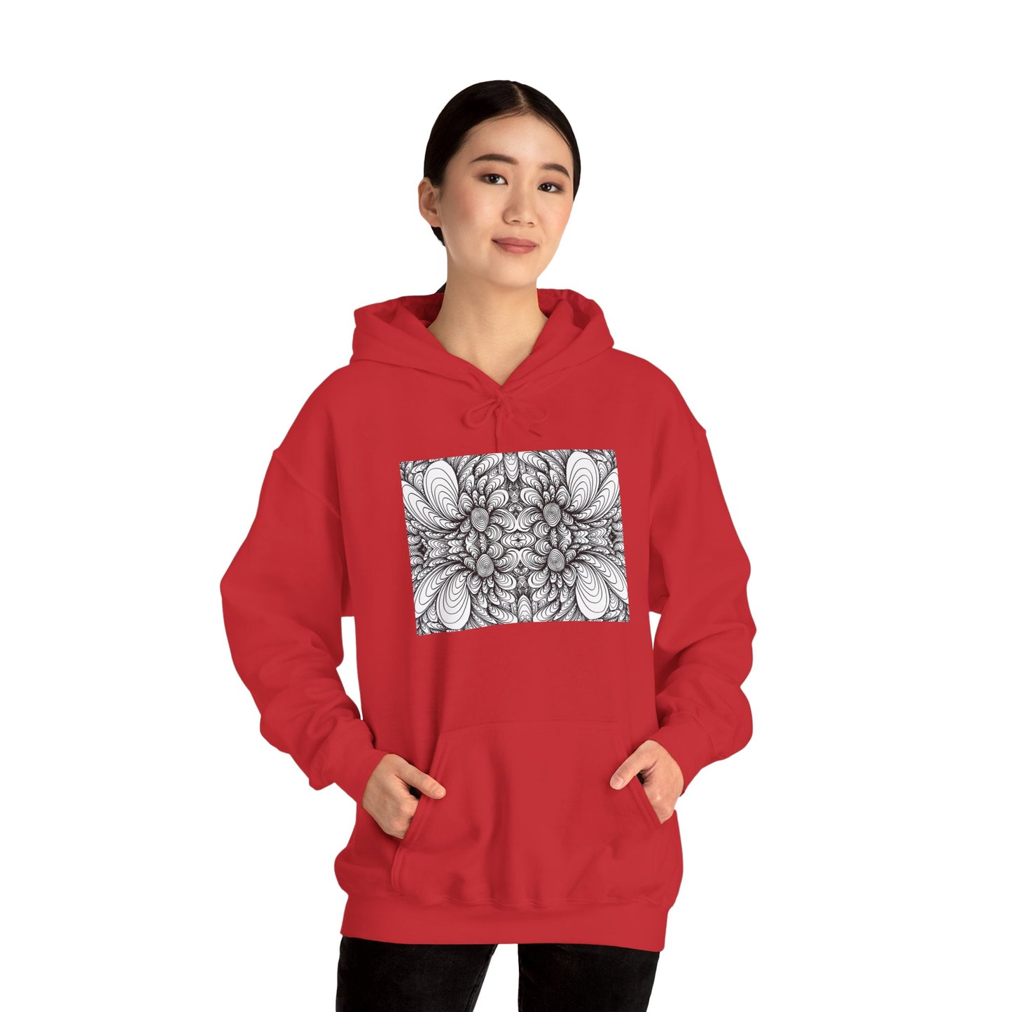 Unisex Heavy Blend™ Original Minimalist Healing Line Art Hooded Sweatshirt - Blooms