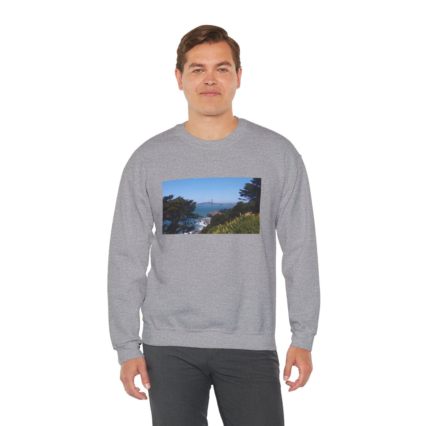 Unisex Travel Sweater, Scenic Lookout, El Camino Del Mar, San Francisco, California, Golden Gate Bridge, Vista, Ocean Views, Beautiful Blue