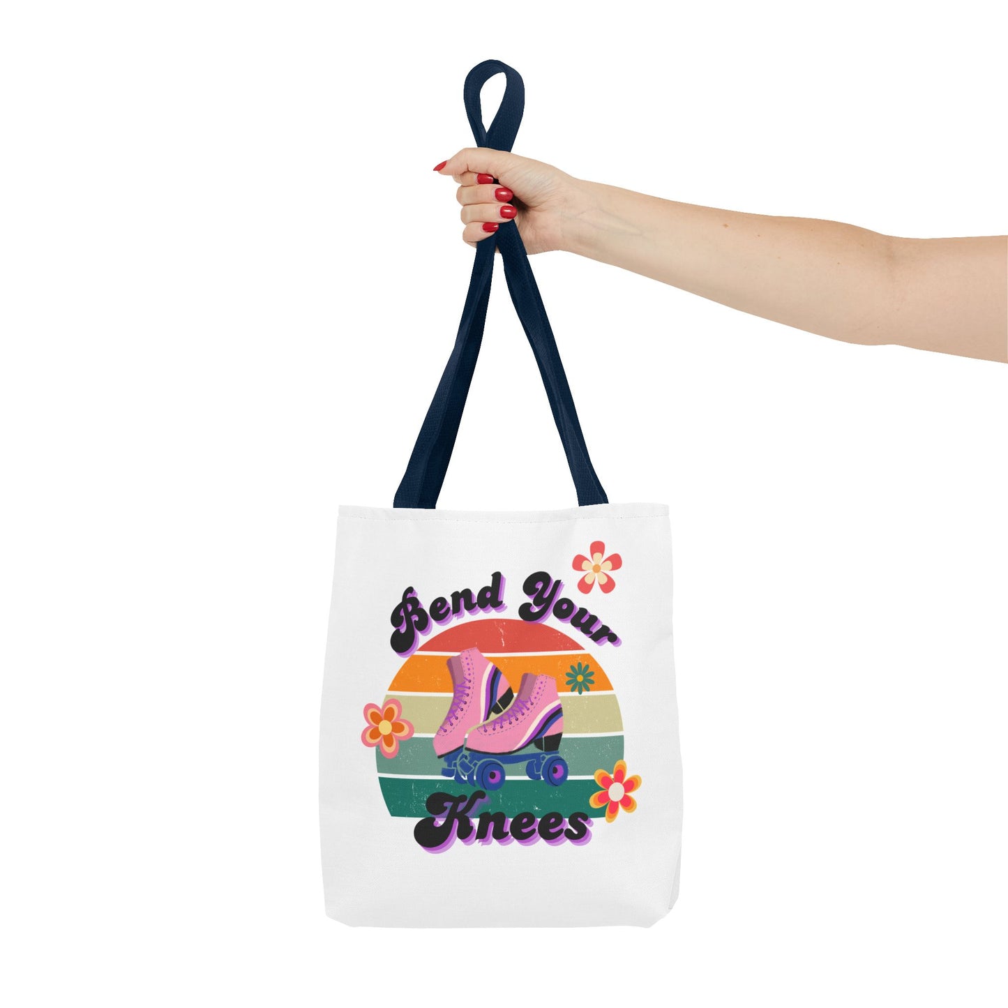Unisex Retro Vibes Bend Your Knees Skate Day Tote Bag - White
