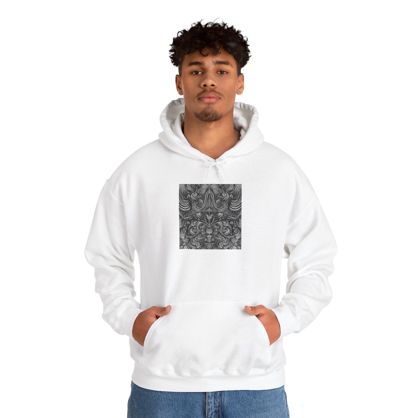 Unisex Heavy Blend™ Original Minimalist Line Art Full Size Hooded Sweatshirt - Liquid