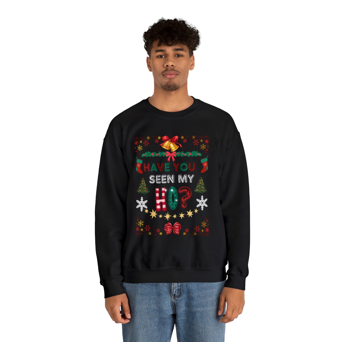 Unisex Funny Couples Matching Ugly Christmas Sweatshirt - Have You Seen My Ho?