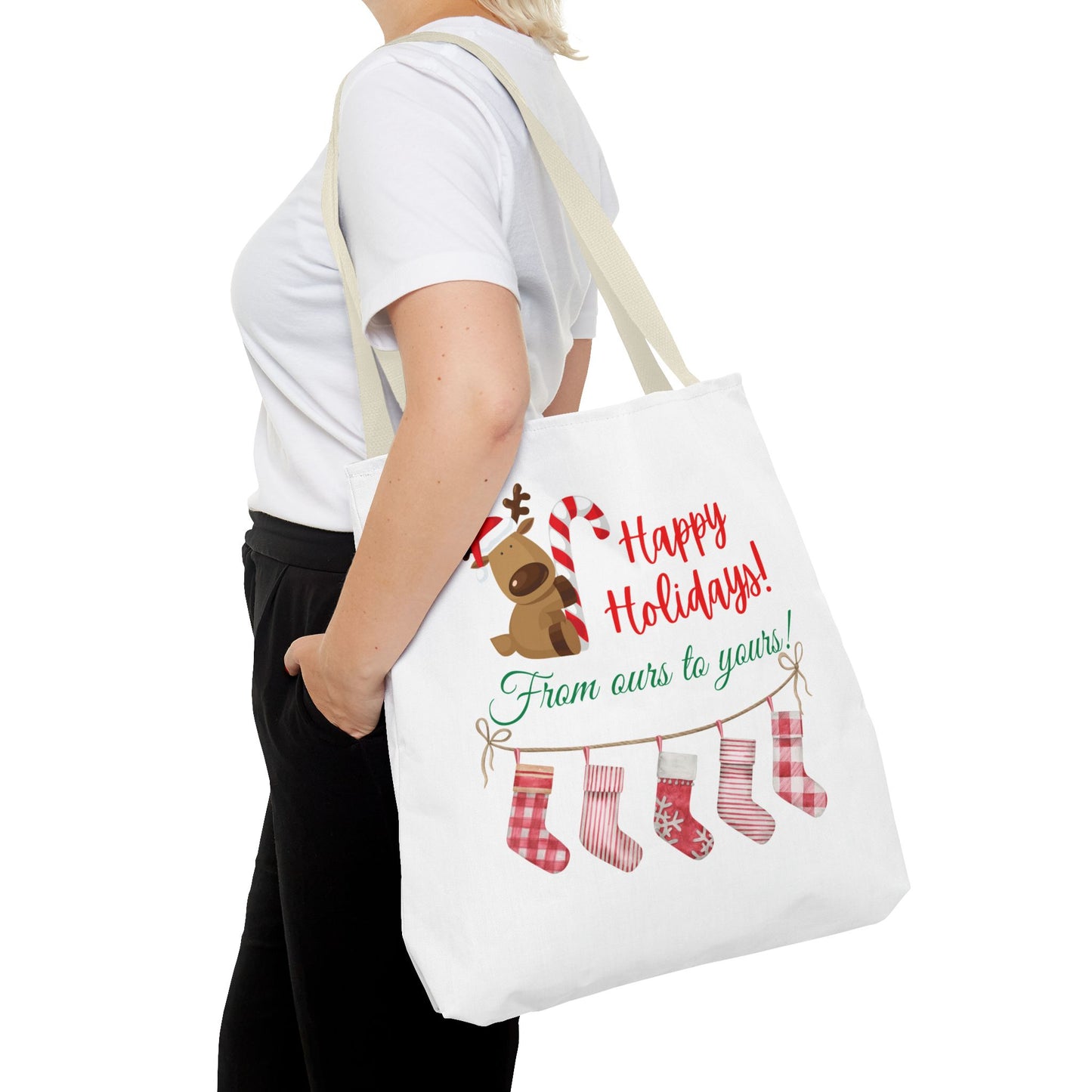 Unisex Happy Holidays From Ours To Yours Christmas Stockings and Dog Tote Bag