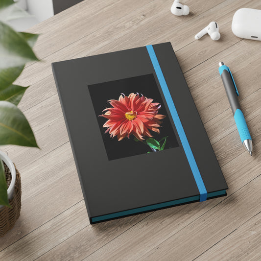 Color contrast notebook - original photography - dahlia flower - band closure