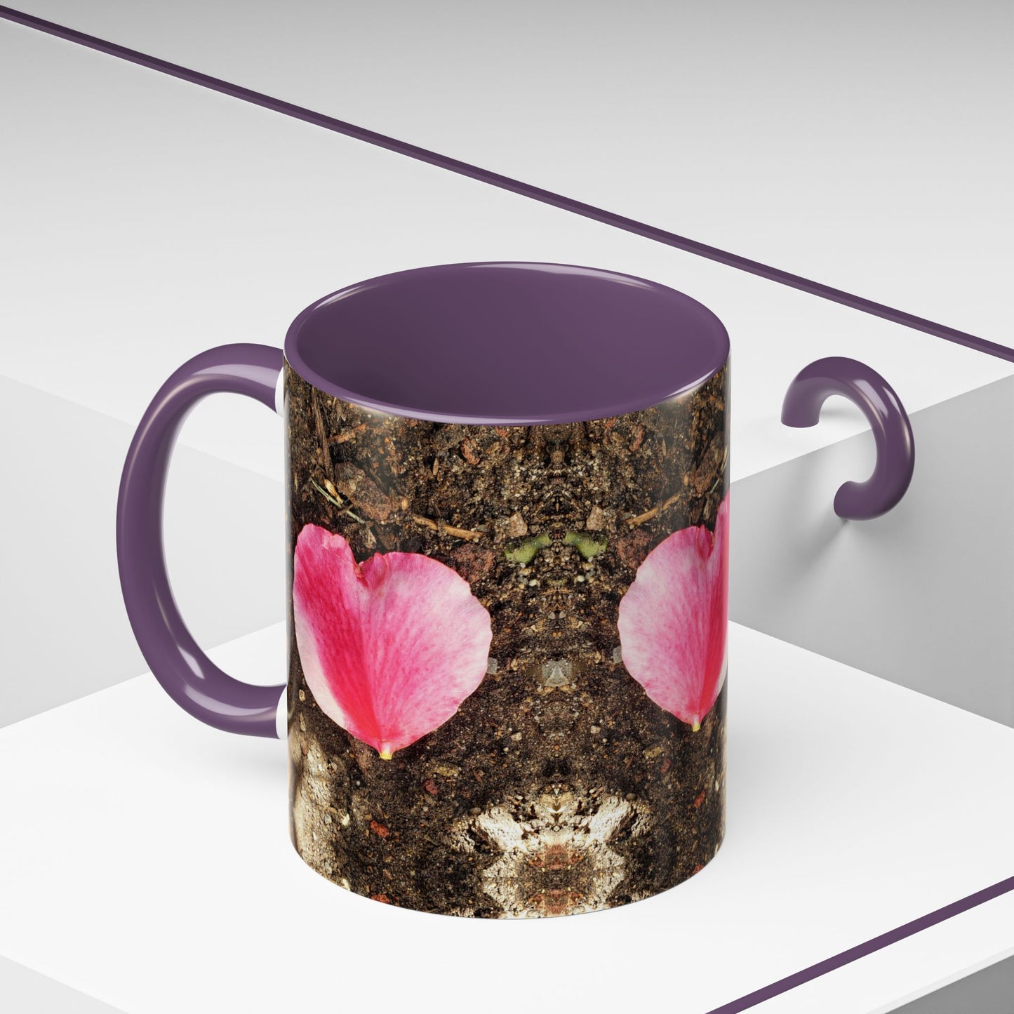 11oz/15oz Garden Themed Double Delight Heart Shaped Rose Petal Coffee Mug