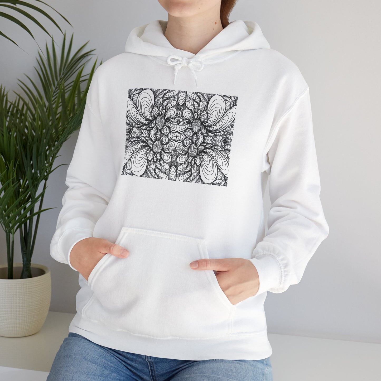 Unisex Heavy Blend™ Original Minimalist Healing Line Art Hooded Sweatshirt - Blooms