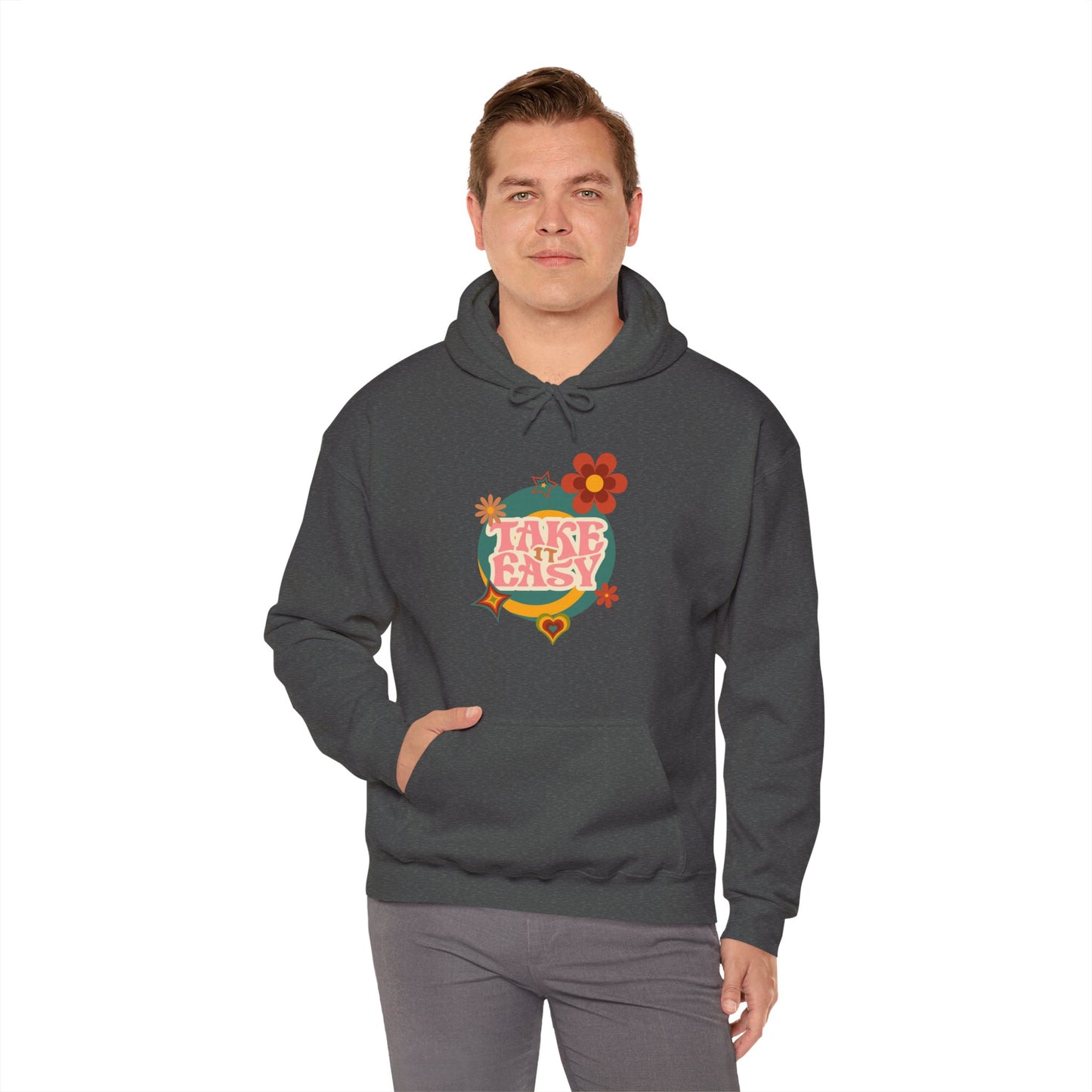 Unisex Heavy Blend™ Retro Vibes Take It Easy Hooded Sweatshirt