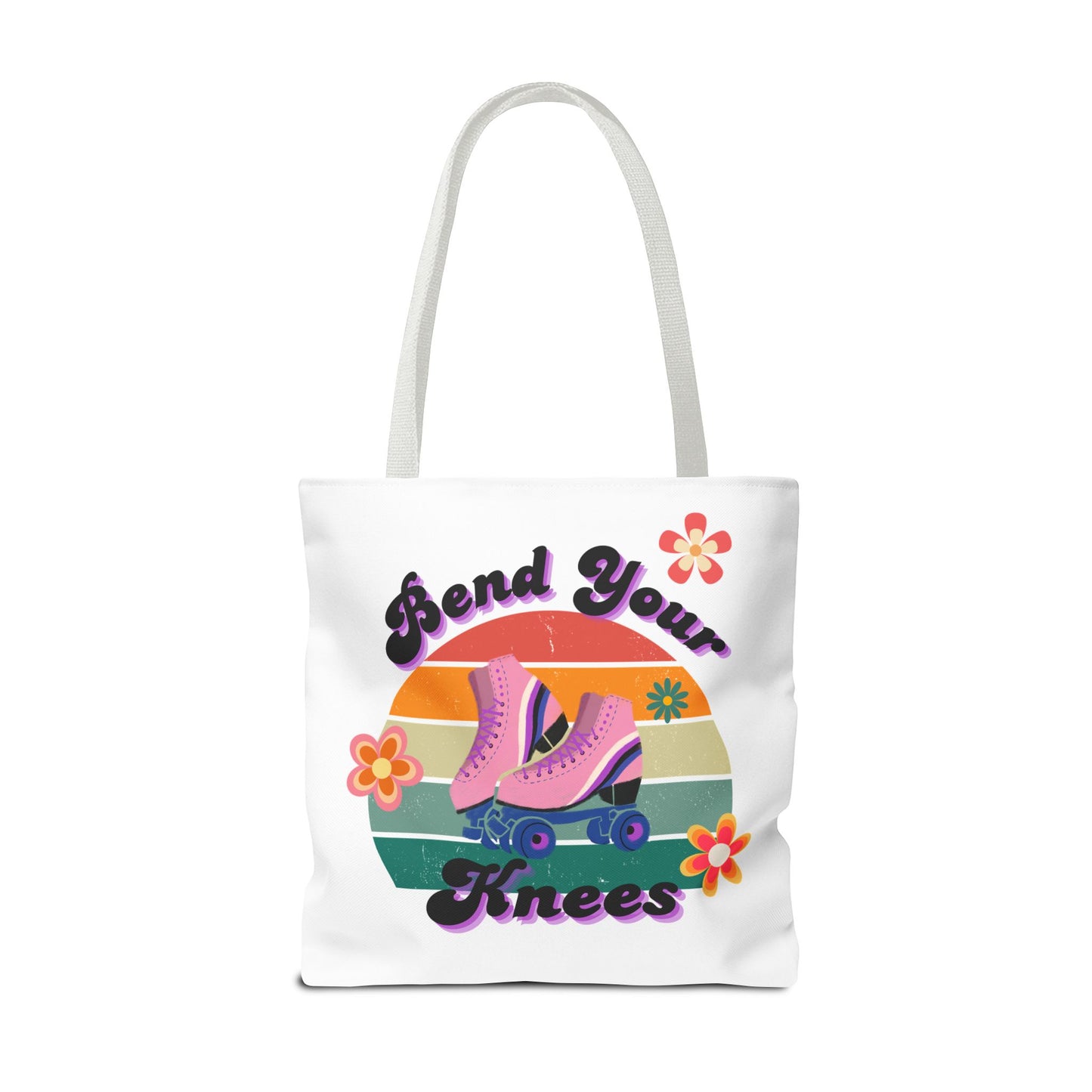 Unisex Retro Vibes Bend Your Knees Skate Day Tote Bag - White