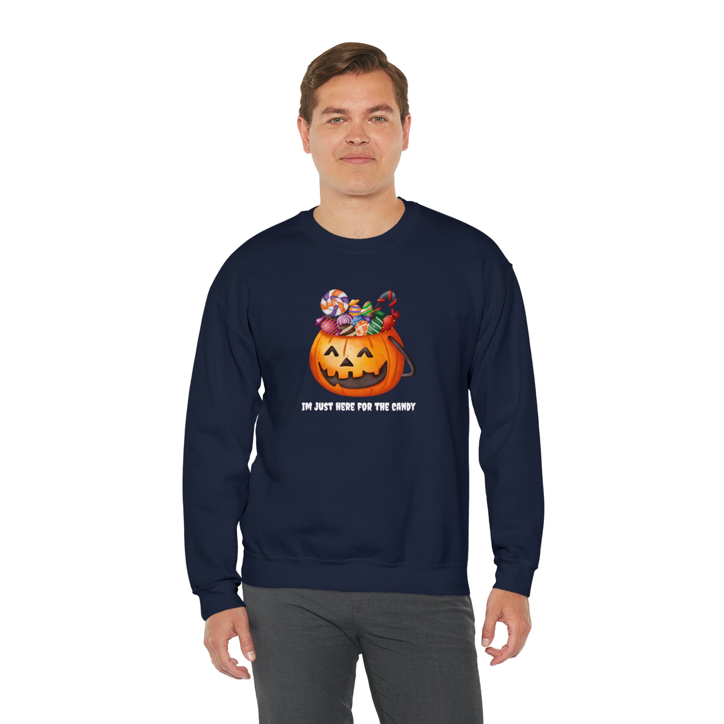 Unisex Im Just Here For The Candy Pumpkin Sweatshirt