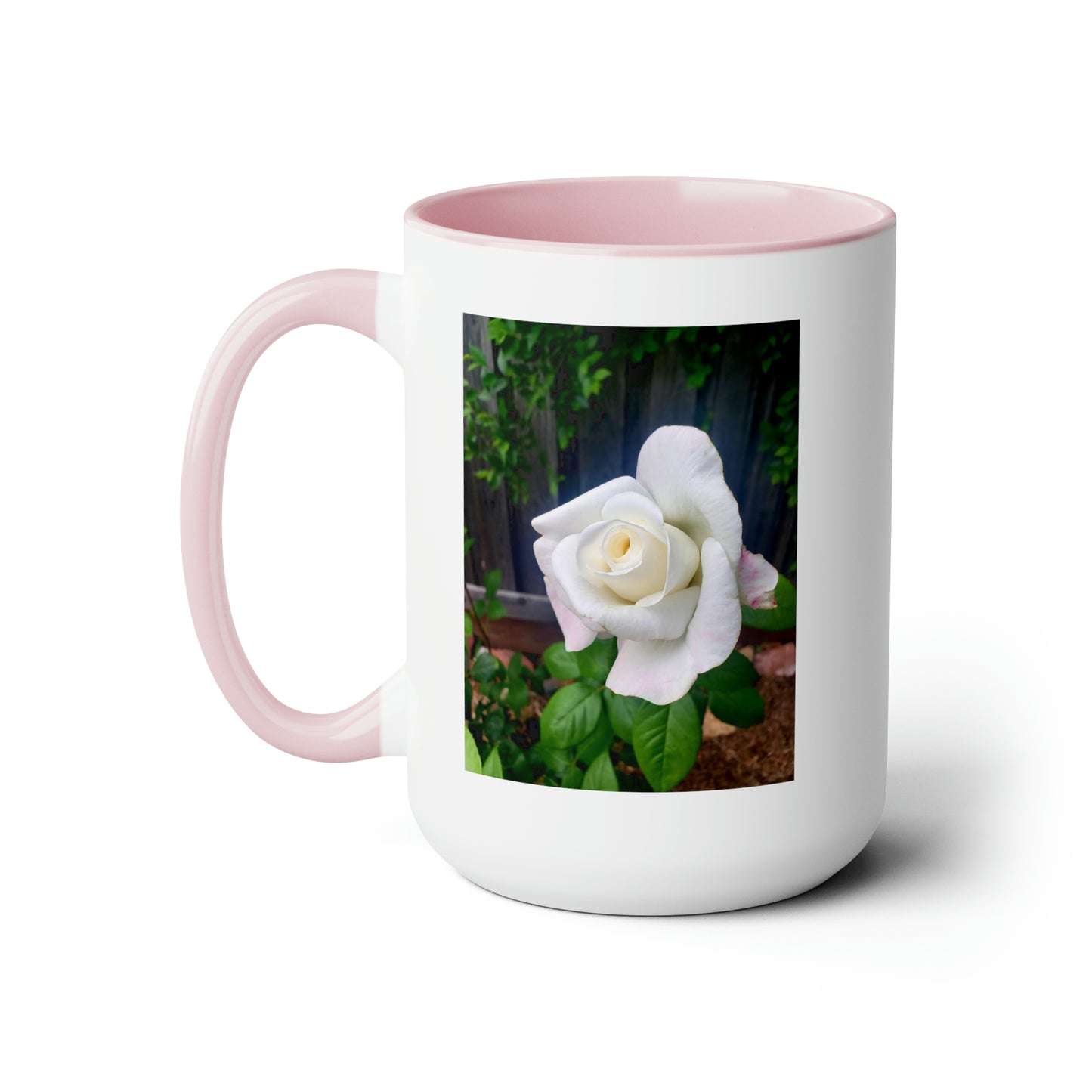 15oz Garden Themed White Sugar Moon Hybrid Tea Rose Coffee Mug