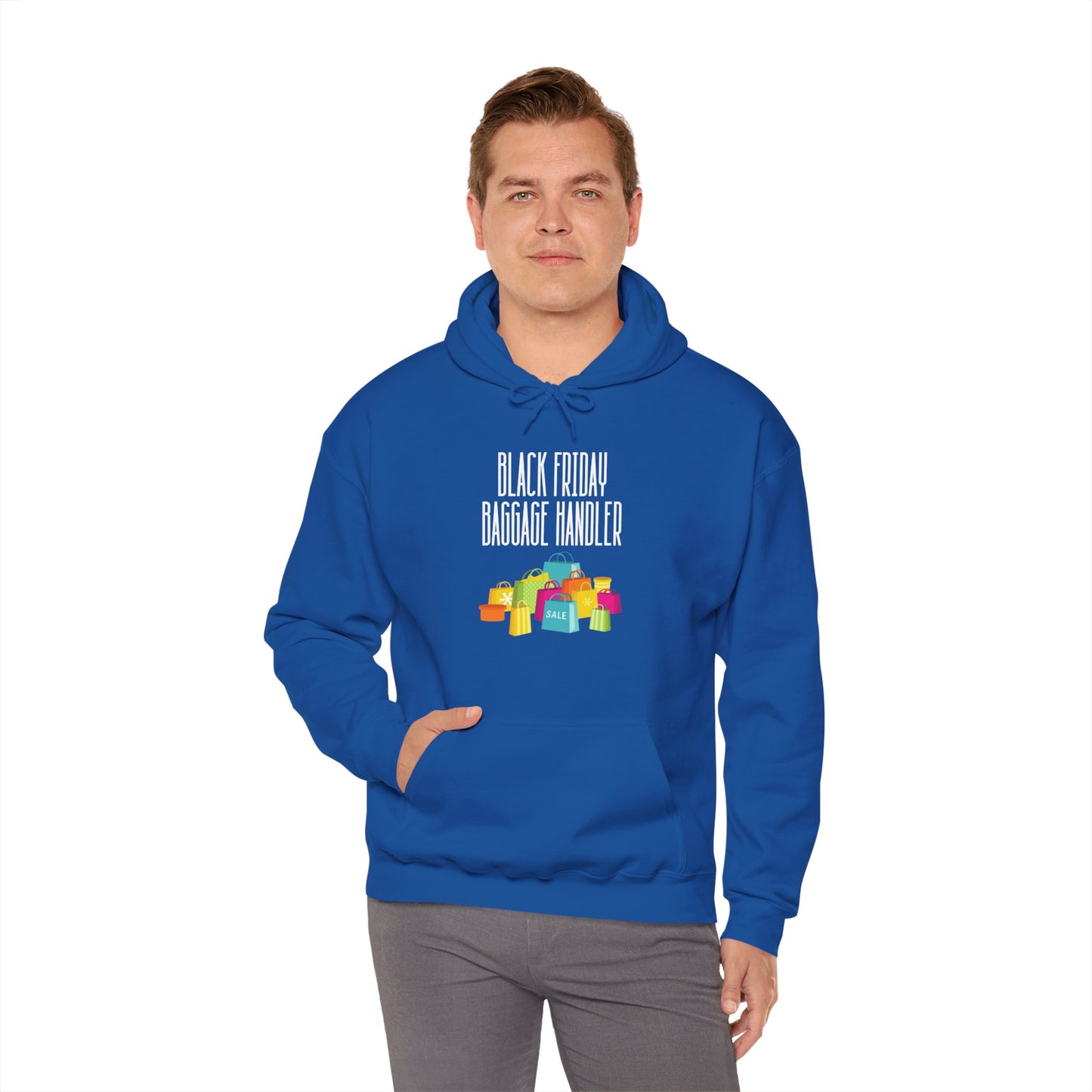 Unisex Heavy Blend™ Black Friday Christmas Sales Baggage Handler Shopping Sales Hooded Sweatshirt