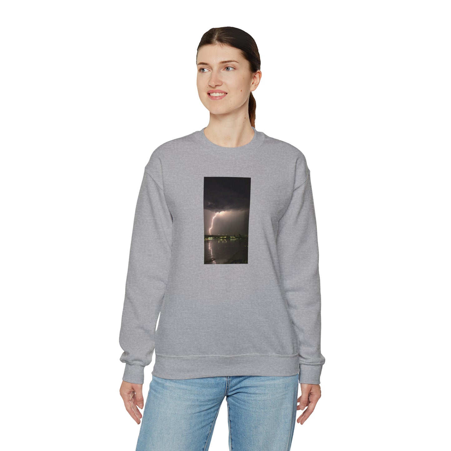 Unisex Lightning Bolt Sweatshirt Print, Caught Outside in The Rain