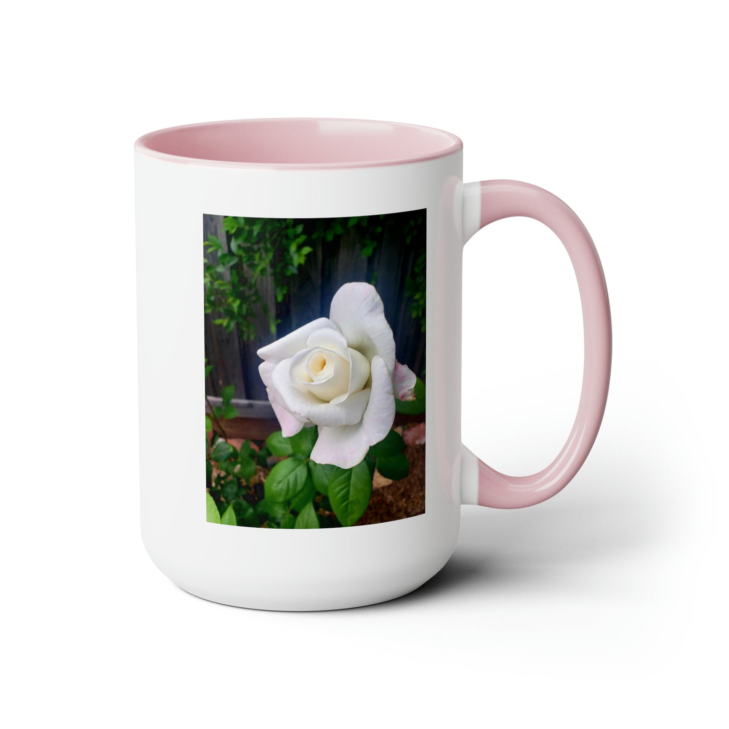 15oz Garden Themed White Sugar Moon Hybrid Tea Rose Coffee Mug