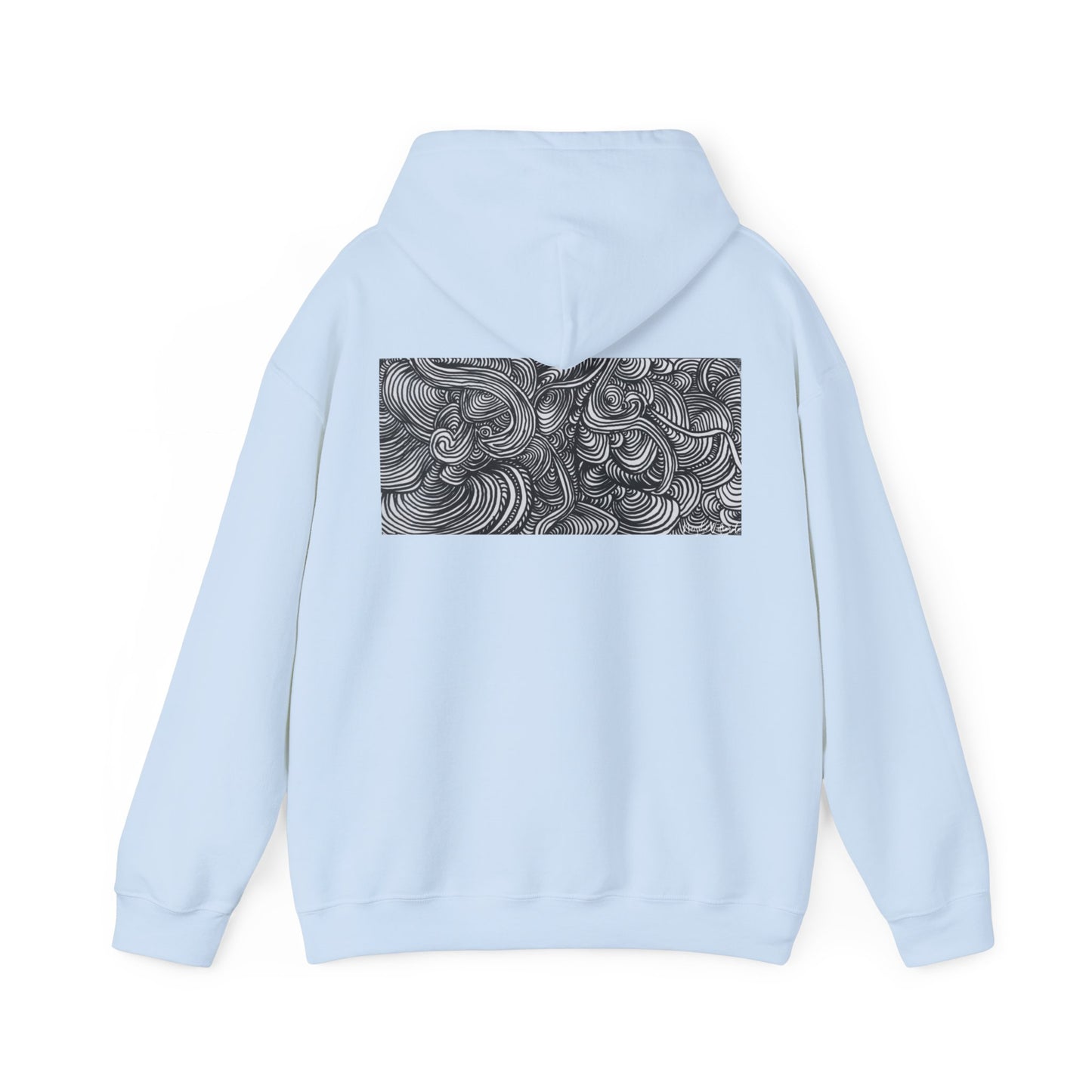 Unisex Heavy Blend™ Original Minimalist Line Art Midsize Print Hooded Sweatshirt - Liquid