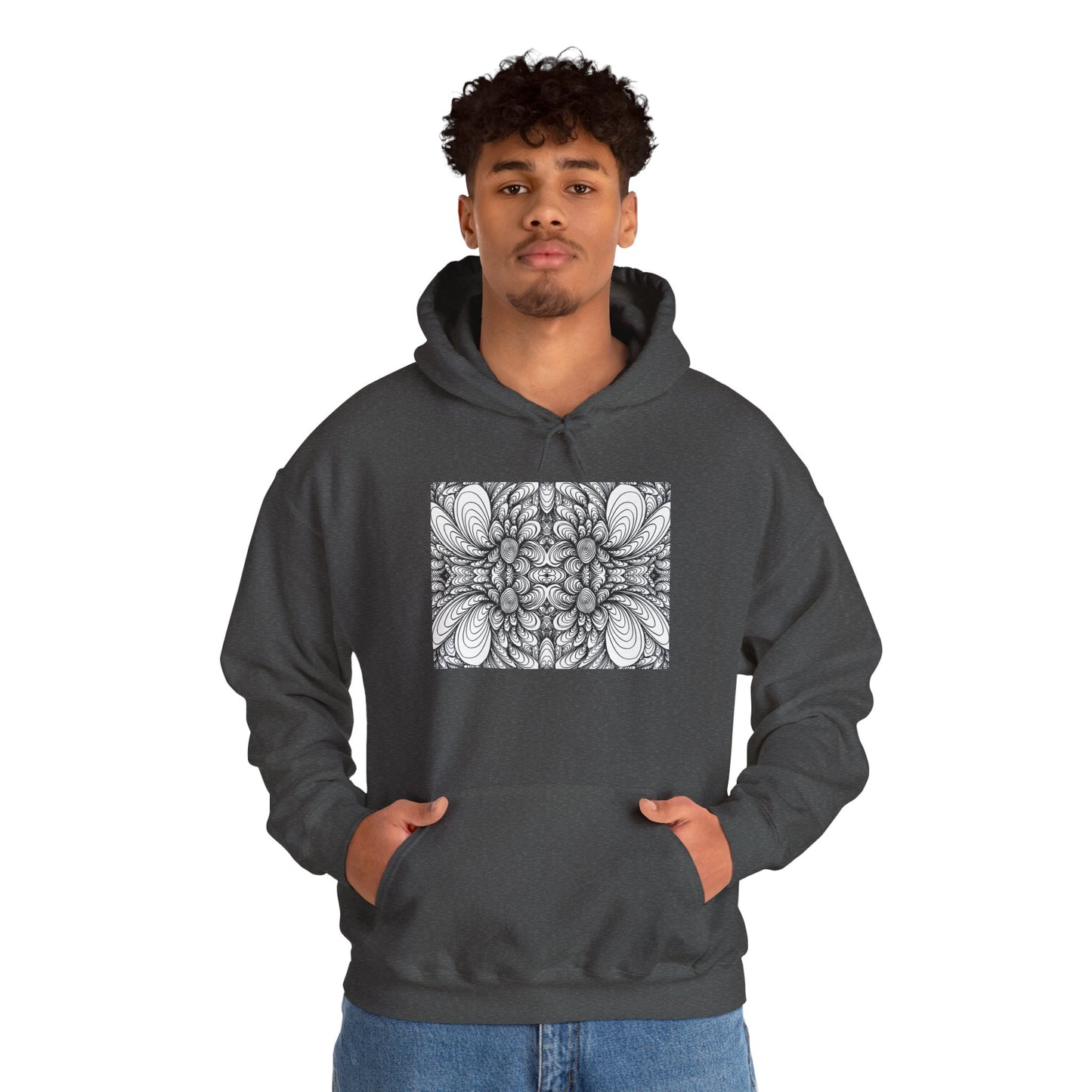 Unisex Heavy Blend™ Original Minimalist Healing Line Art Hooded Sweatshirt - Blooms