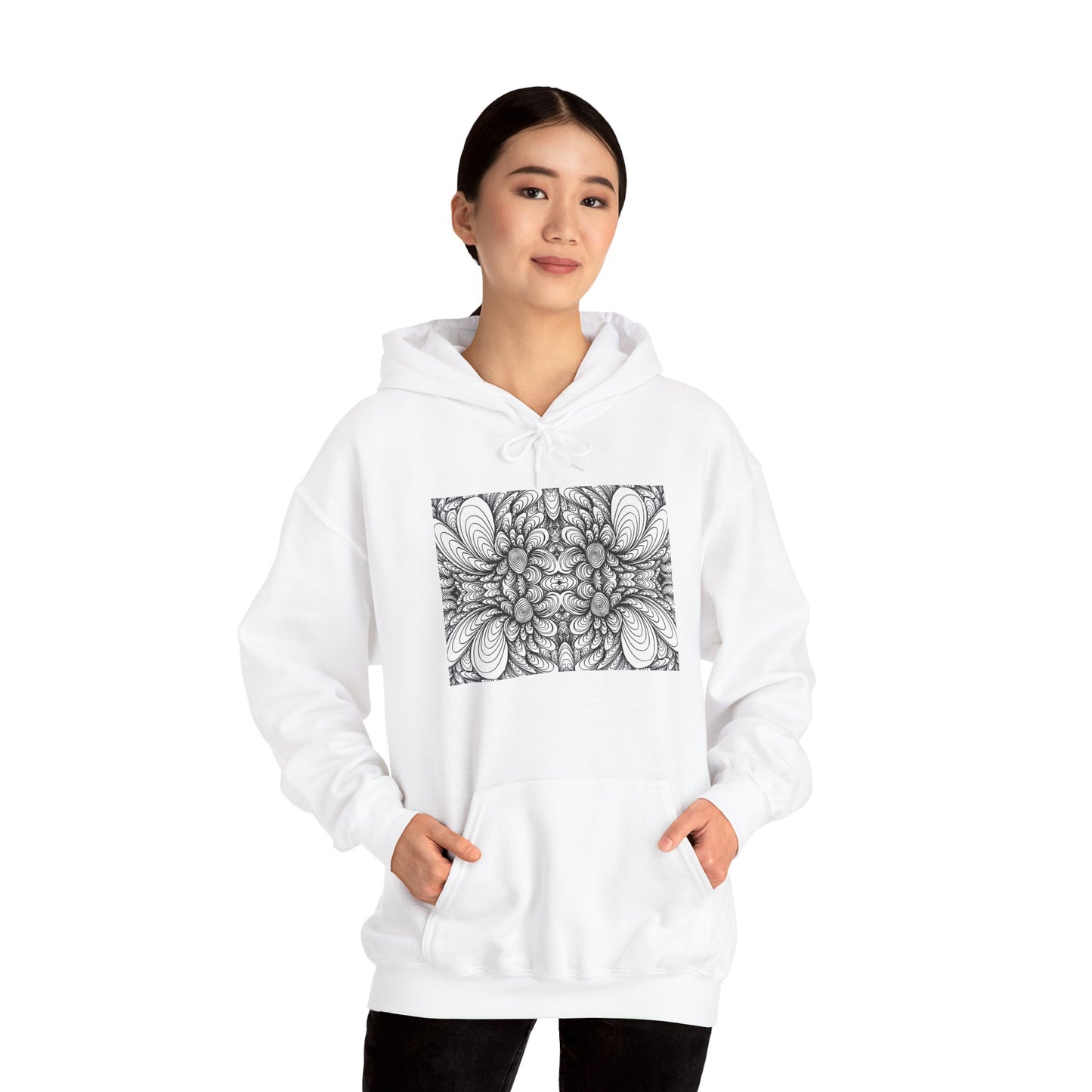 Unisex Heavy Blend™ Original Minimalist Healing Line Art Hooded Sweatshirt - Blooms