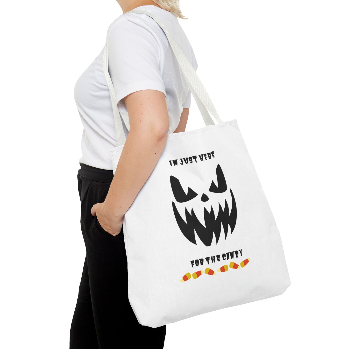 Halloween Candy Corn Scary Face Tote Spooky Season Trick or Treating Candy Bag Reusable Lunch Tote