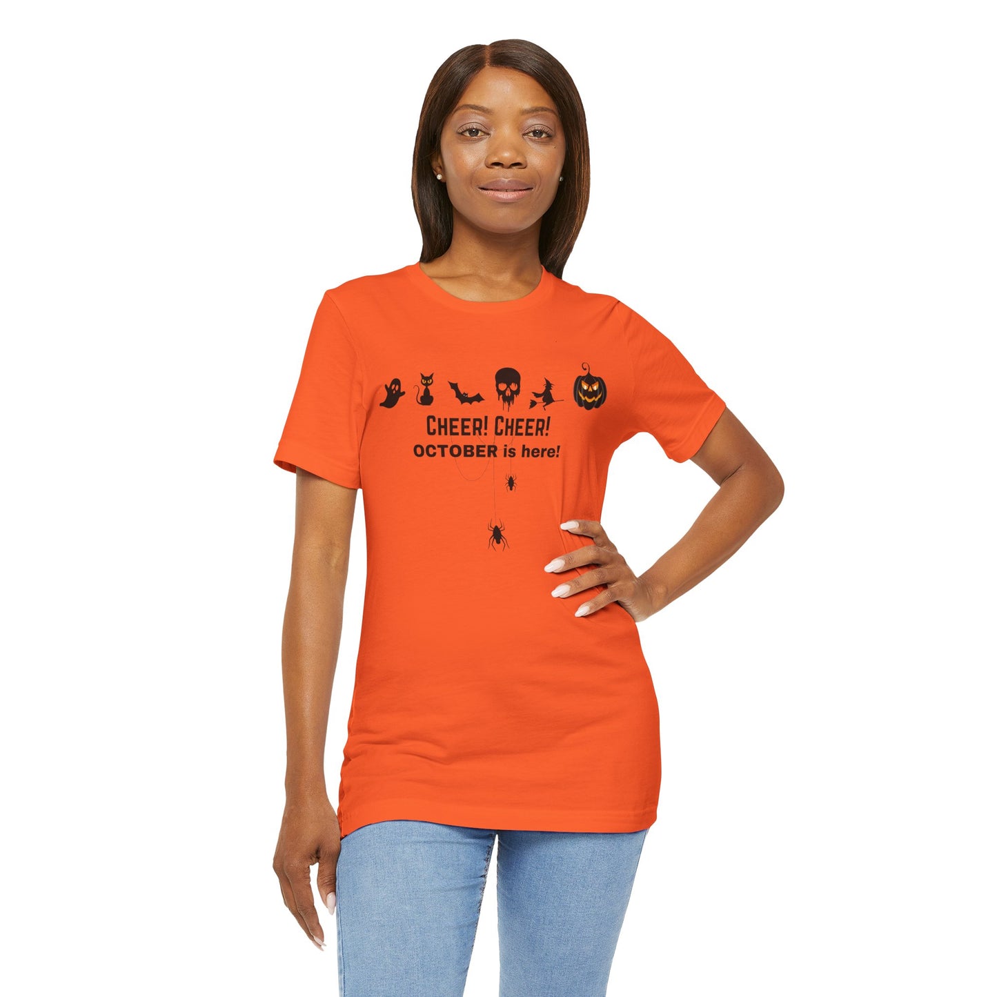 Unisex Halloween Themed Cheer Cheer October Is Here October Trick Or Treating T-Shirt