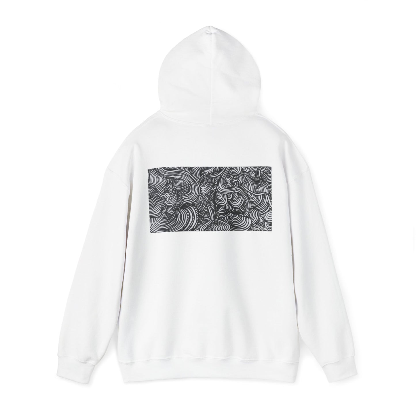 Unisex Heavy Blend™ Original Minimalist Line Art Midsize Print Hooded Sweatshirt - Liquid