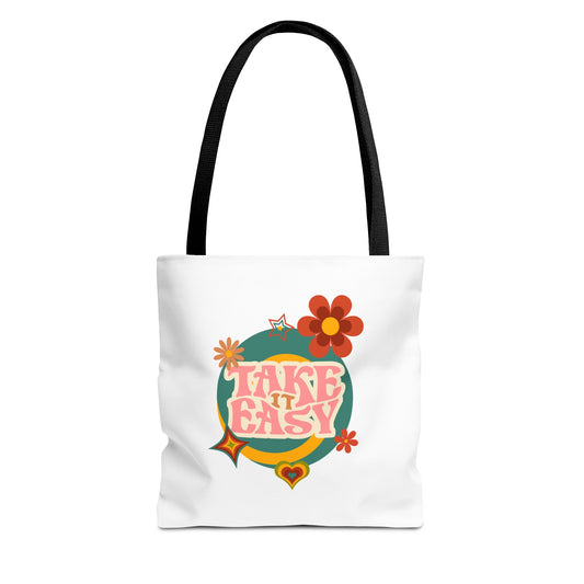 Unisex Retro Vibes Take It Easy Reusable Grocery Tote Bag