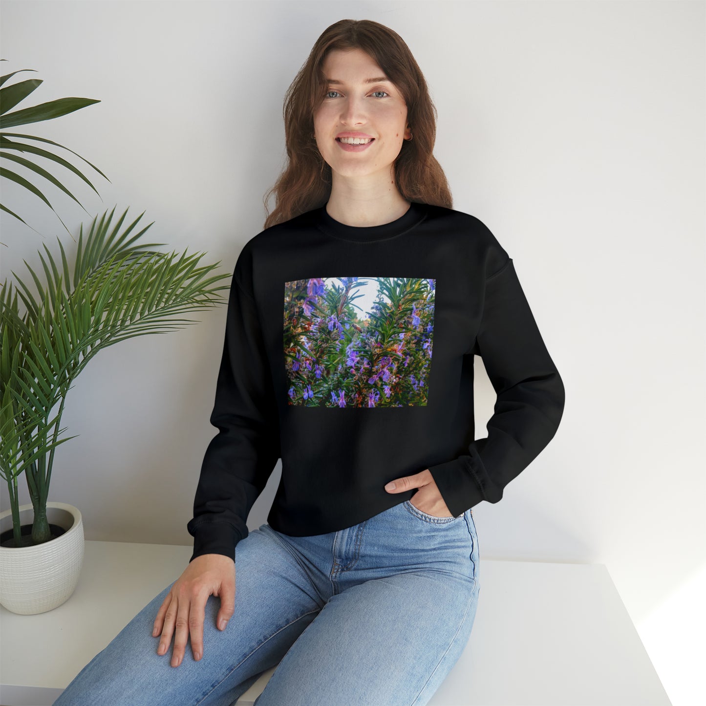 Unisex Heavy Blend™ Crewneck Rosemary Bee Pollinator Sweatshirt