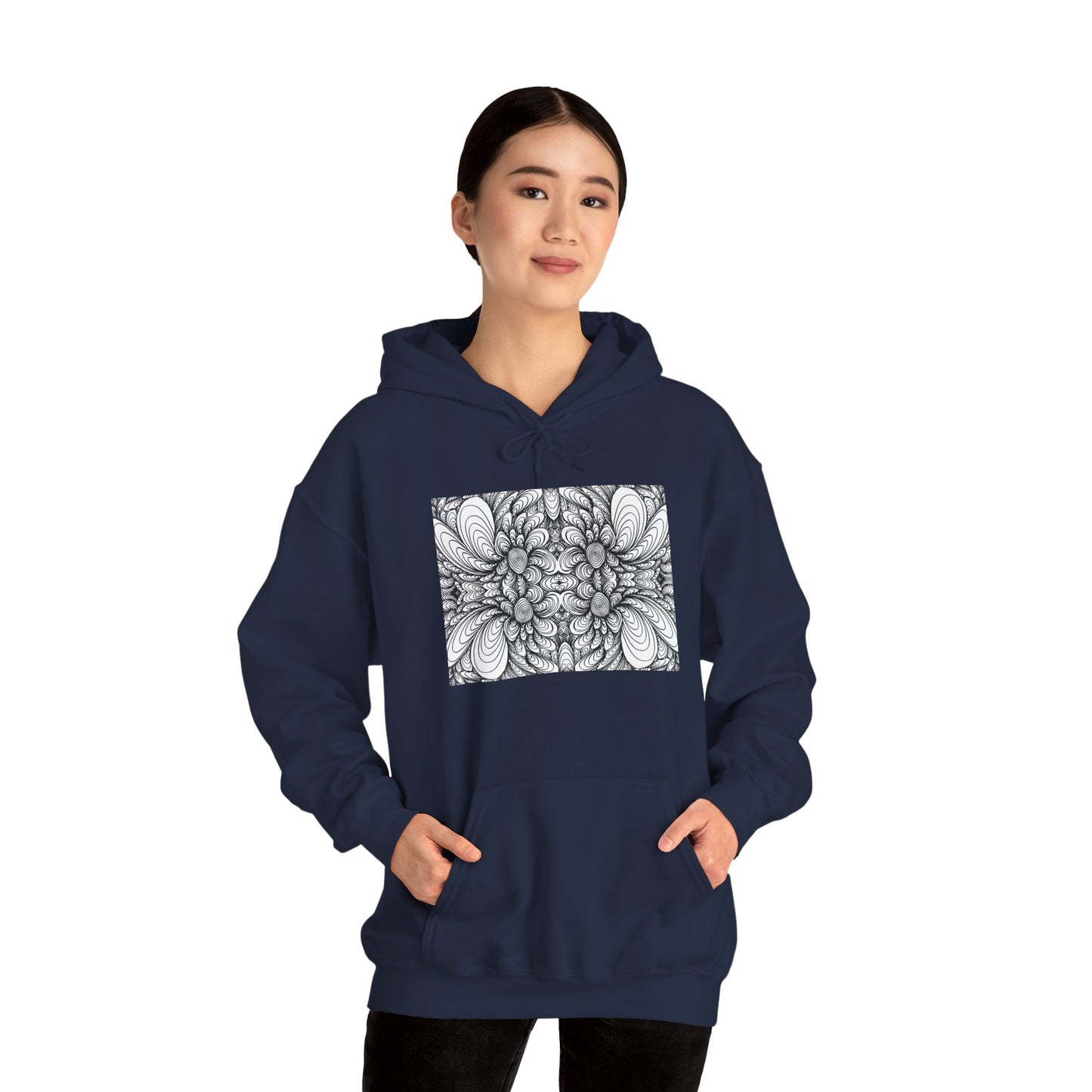 Unisex Heavy Blend™ Original Minimalist Healing Line Art Hooded Sweatshirt - Blooms