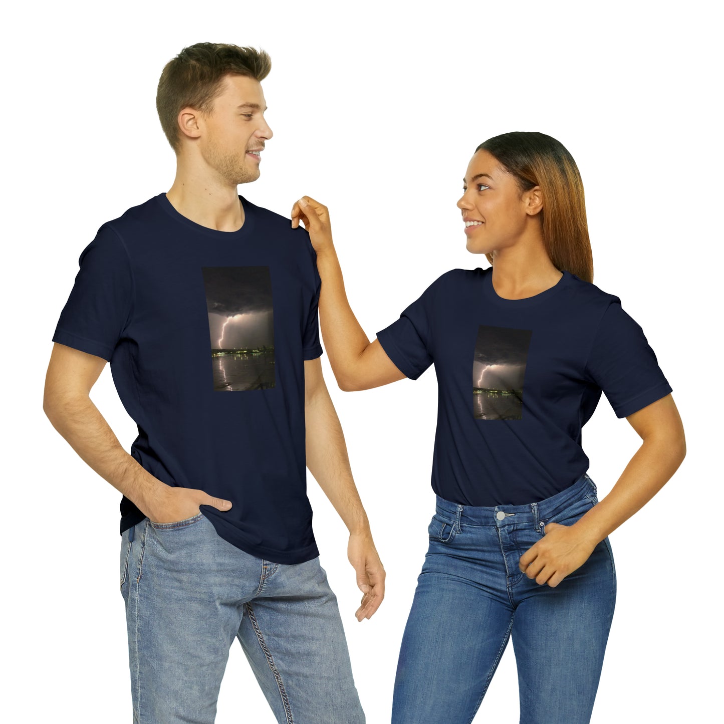 Unisex Lightning Bolt T-Shirt Rough Photo Print Caught Outisde